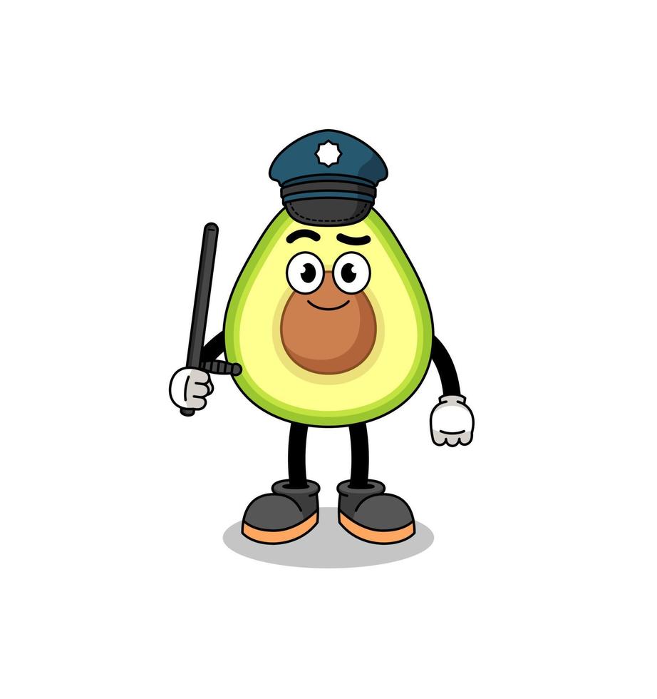 Cartoon Illustration of avocado police vector