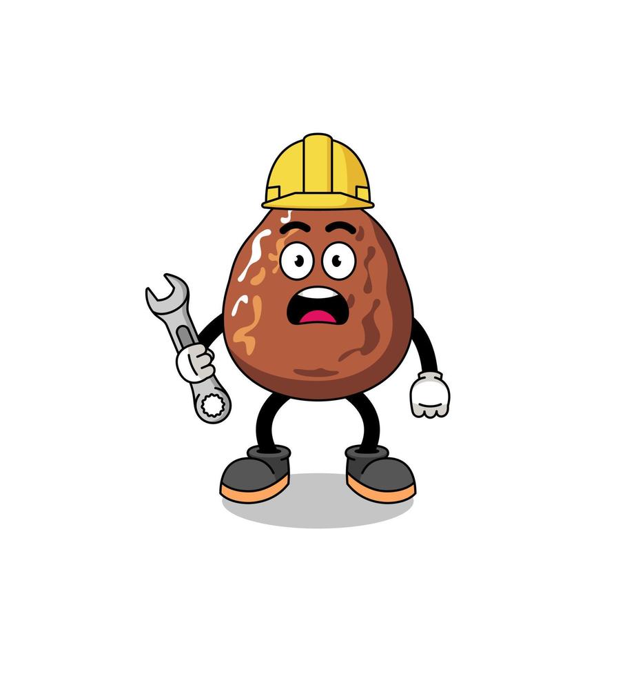 ilustración de personaje de fruta de dátil con error 404 vector