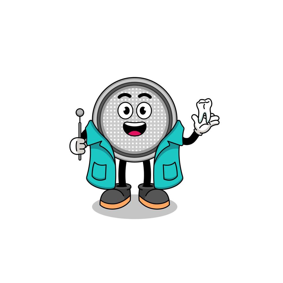 Illustration of button cell mascot as a dentist vector