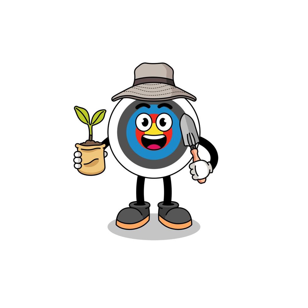 Illustration of archery target cartoon holding a plant seed vector