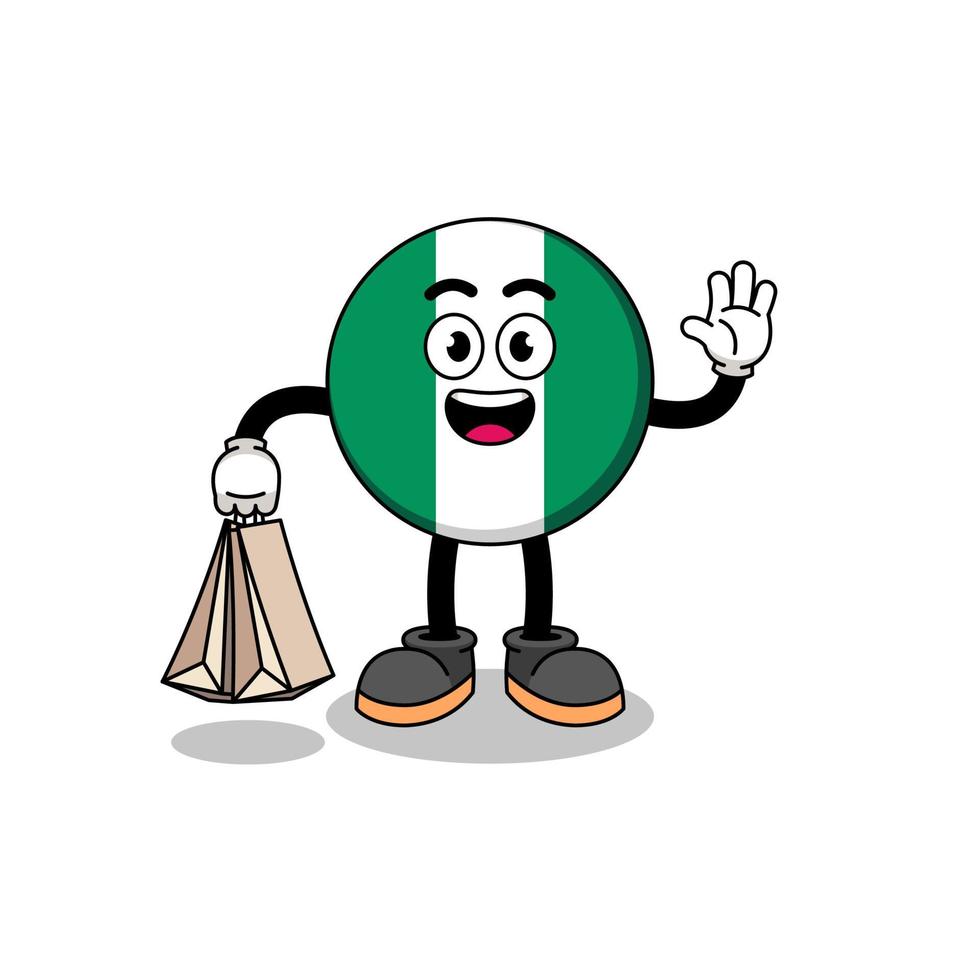 Cartoon of nigeria flag shopping vector