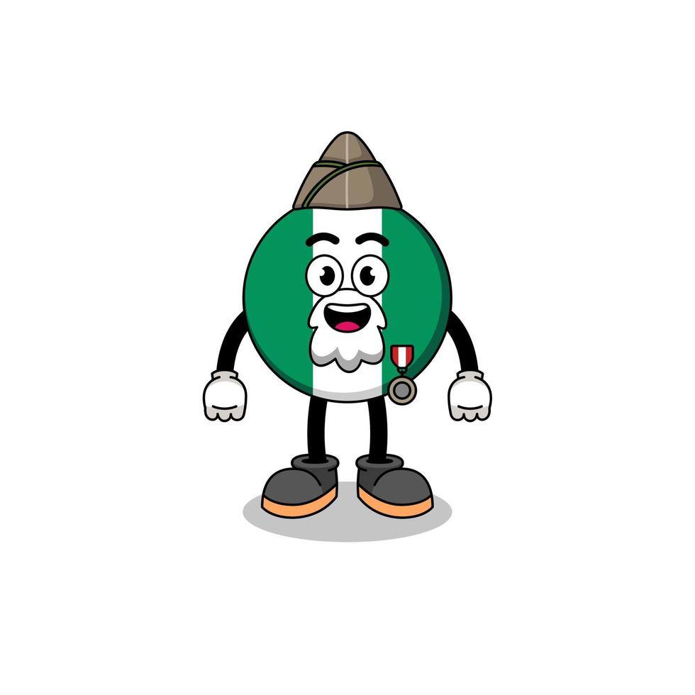 personaje de dibujos animados de la bandera de nigeria como veterano vector