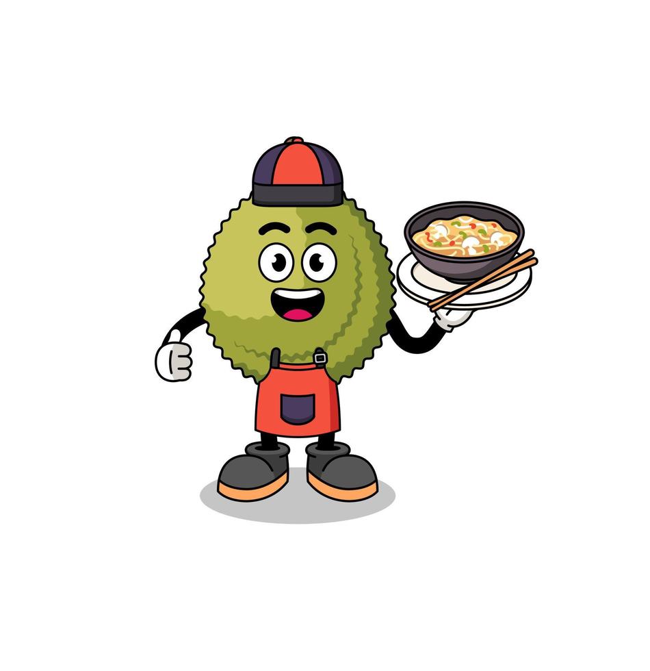 Illustration of durian fruit as an asian chef vector