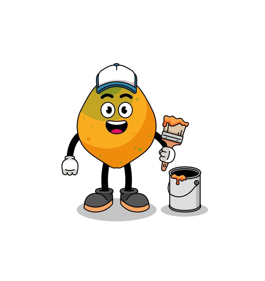 Character mascot of papaya fruit as a painter vector