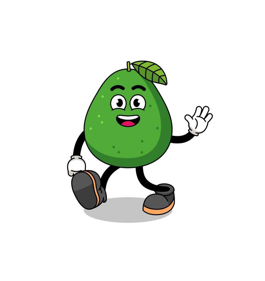 avocado fruit cartoon walking vector