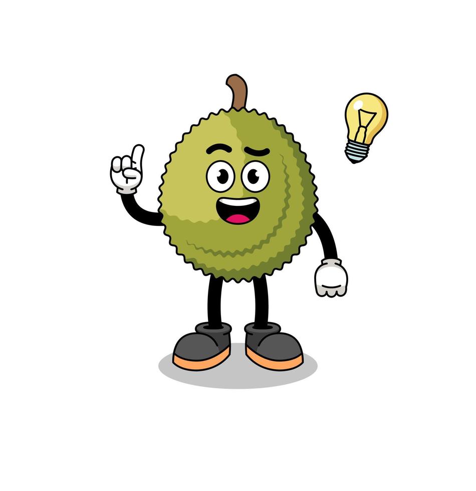 durian fruit cartoon with get an idea pose vector