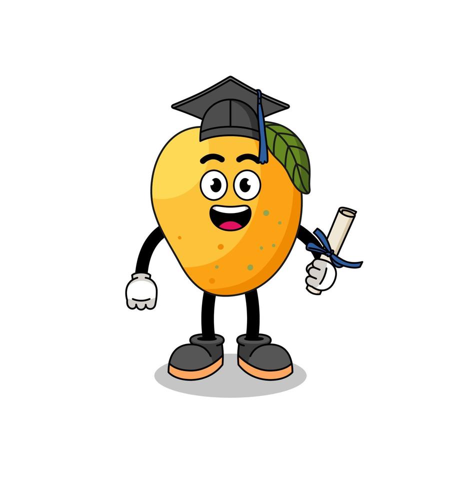 mango fruit mascot with graduation pose vector