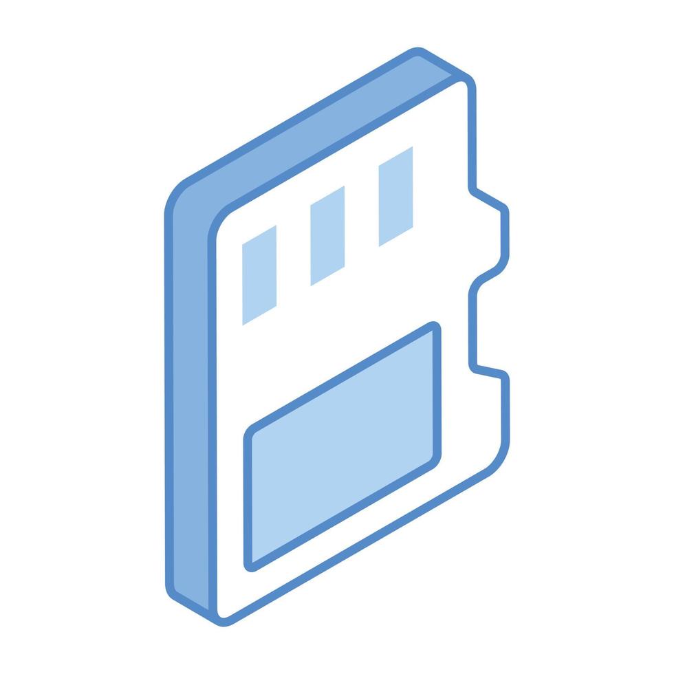 Data storage, an isometric icon of memory card vector