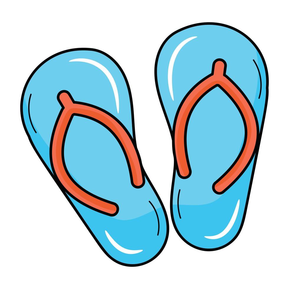 A well-designed flat icon of flip flops vector