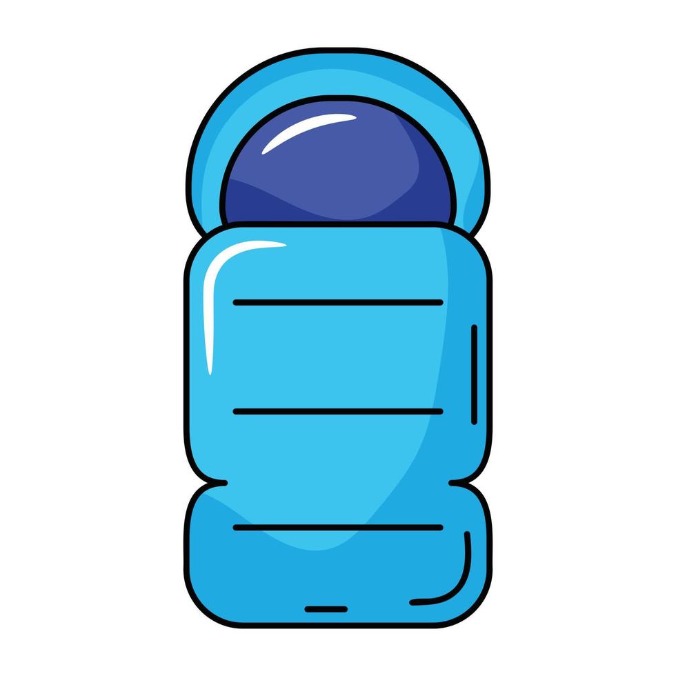 un práctico icono plano de saco de dormir vector