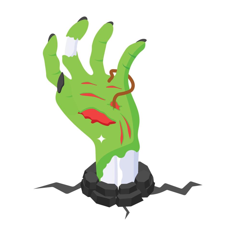 A very creepy isometric icon of spooky hand vector