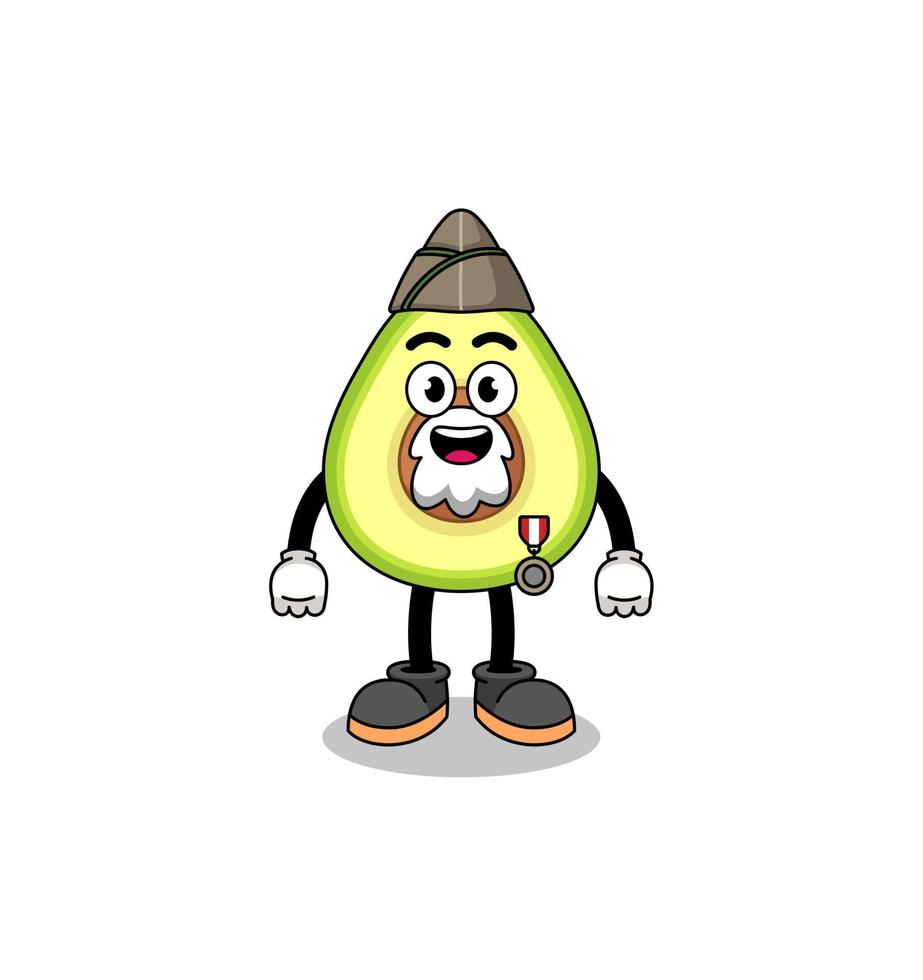 Character cartoon of avocado as a veteran vector