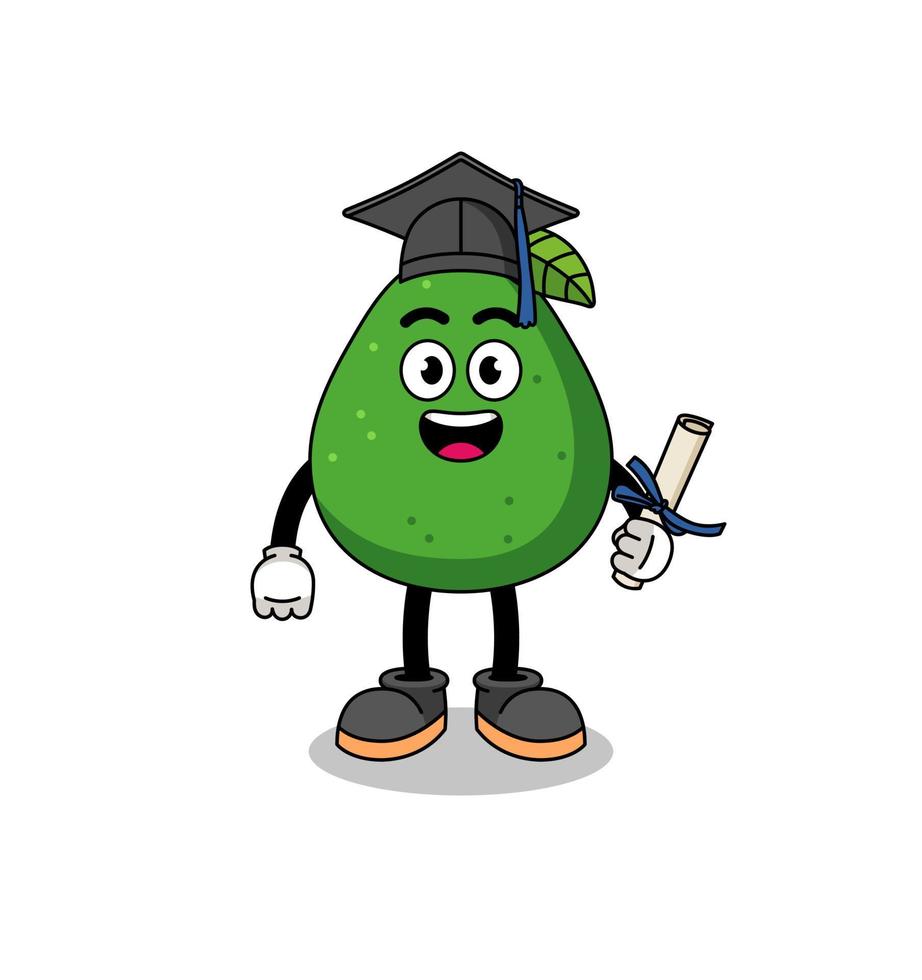 avocado fruit mascot with graduation pose vector