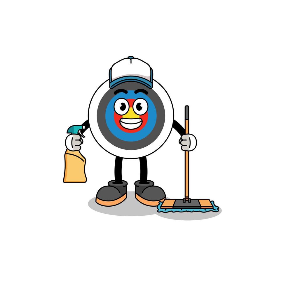 Character mascot of archery target as a cleaning services vector