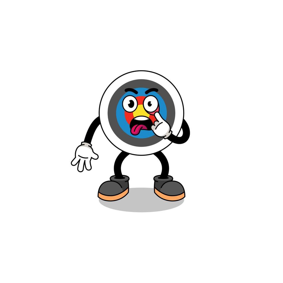 Character Illustration of archery target with tongue sticking out vector