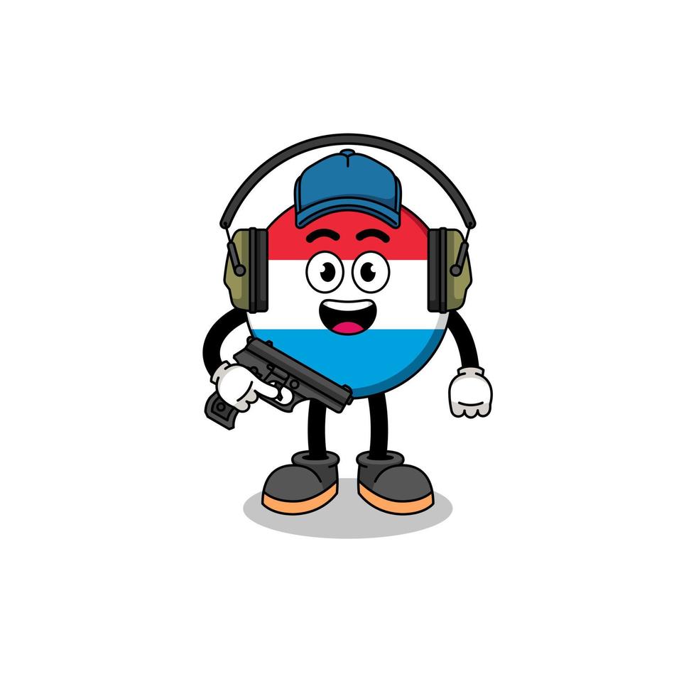 Character mascot of luxembourg doing shooting range vector