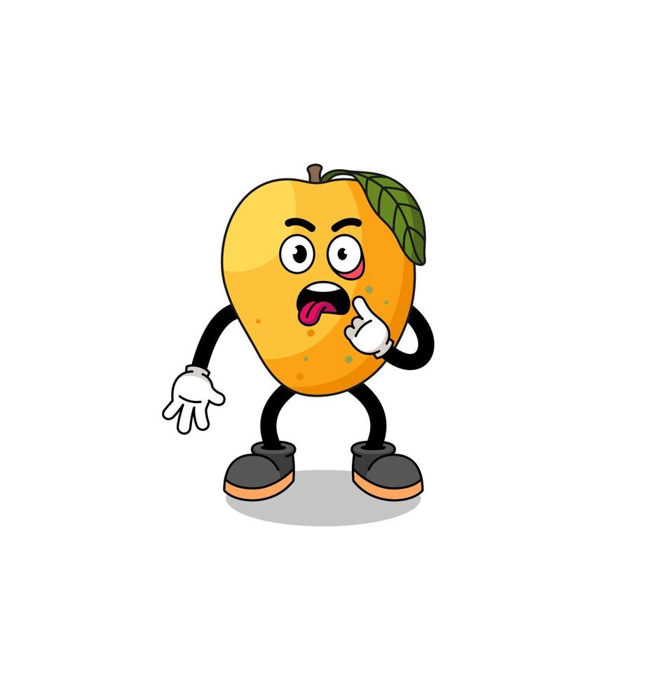 Character Illustration of mango fruit with tongue sticking out vector