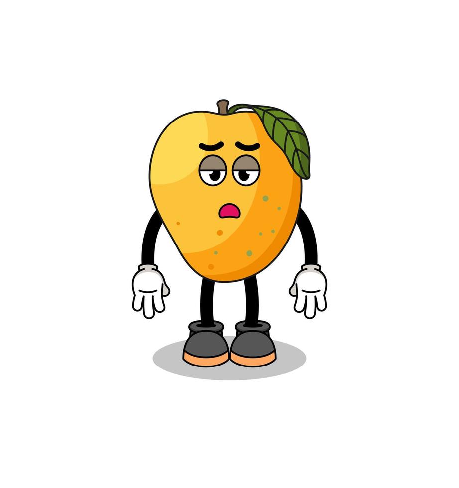 mango fruit cartoon with fatigue gesture vector