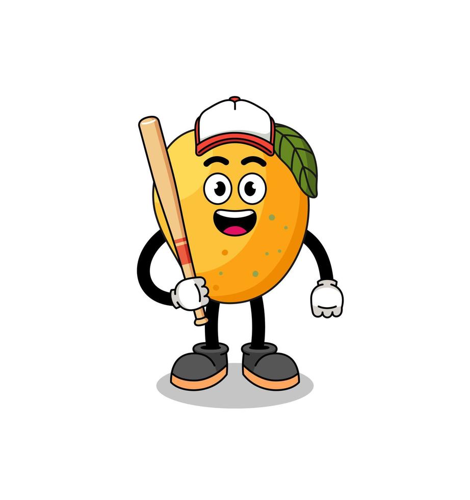 mango fruit mascot cartoon as a baseball player vector