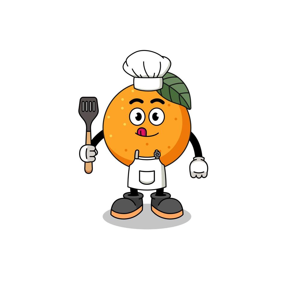 ilustración de mascota del chef de fruta naranja vector