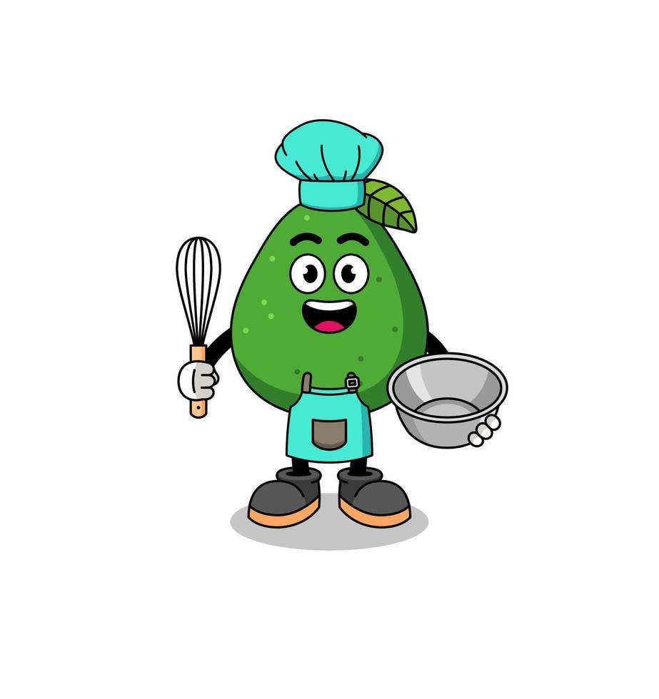 Illustration of avocado fruit as a bakery chef vector