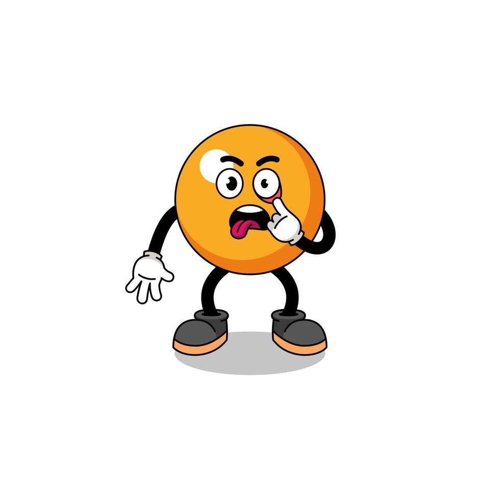 Character Illustration of ping pong ball with tongue sticking out vector