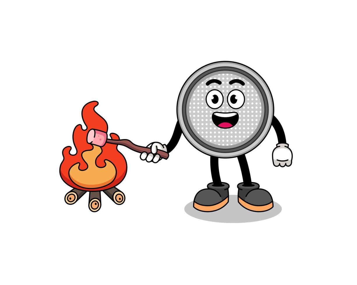 Illustration of button cell burning a marshmallow vector