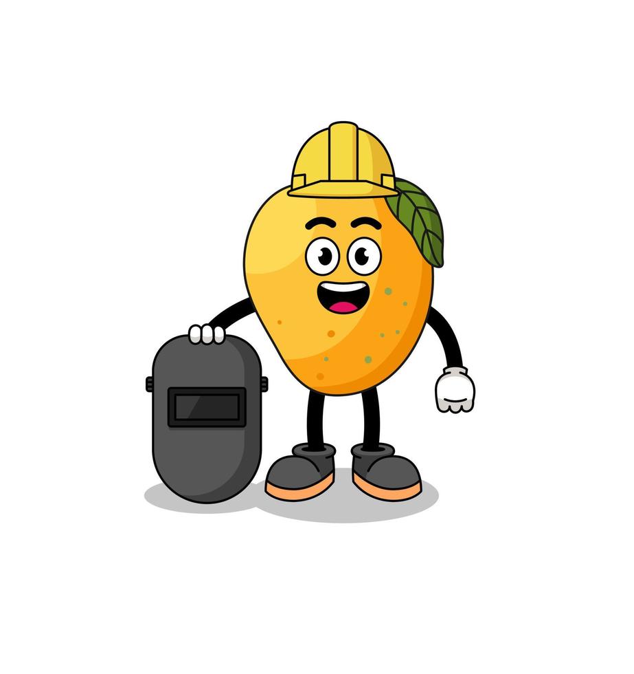 Mascot of mango fruit as a welder vector