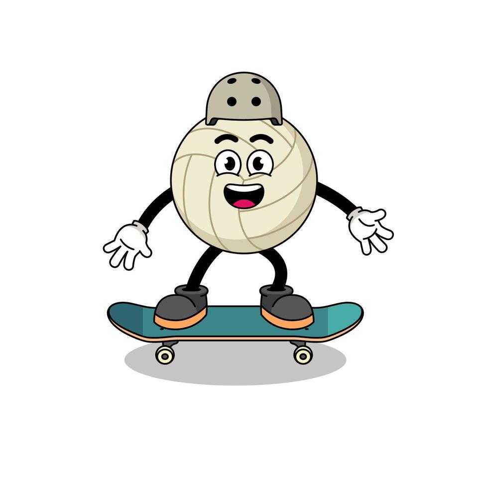 mascota de voleibol jugando una patineta vector