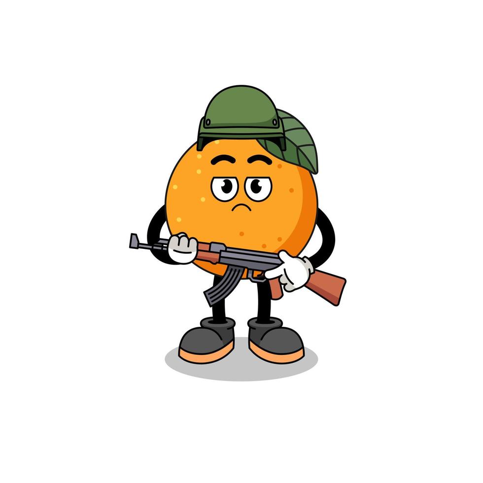 caricatura de soldado de fruta naranja vector
