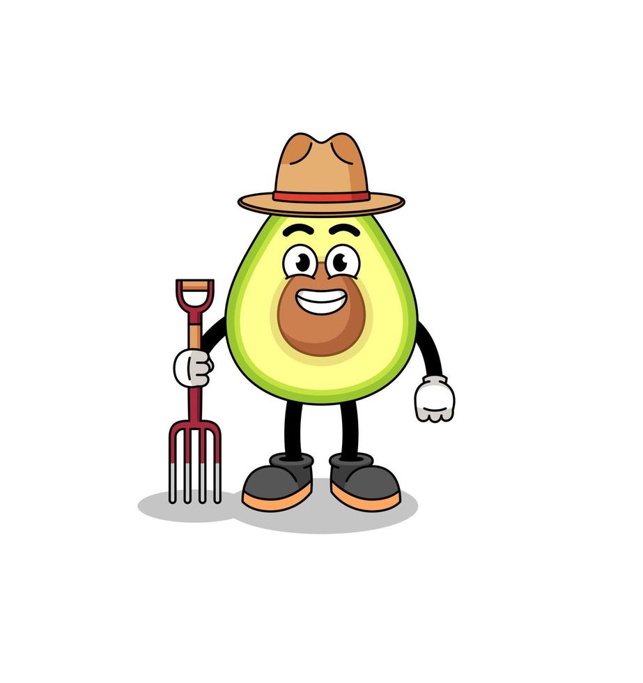 caricatura, mascota, de, aguacate, granjero vector