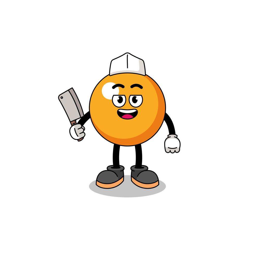 Mascot of ping pong ball as a butcher vector