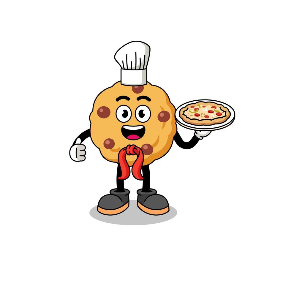 Illustration of chocolate chip cookie as an italian chef vector