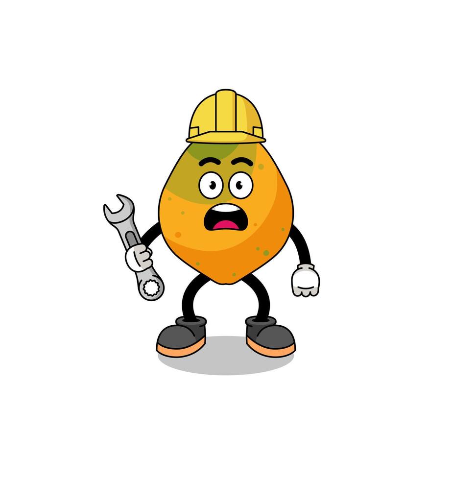 Character Illustration of papaya fruit with 404 error vector