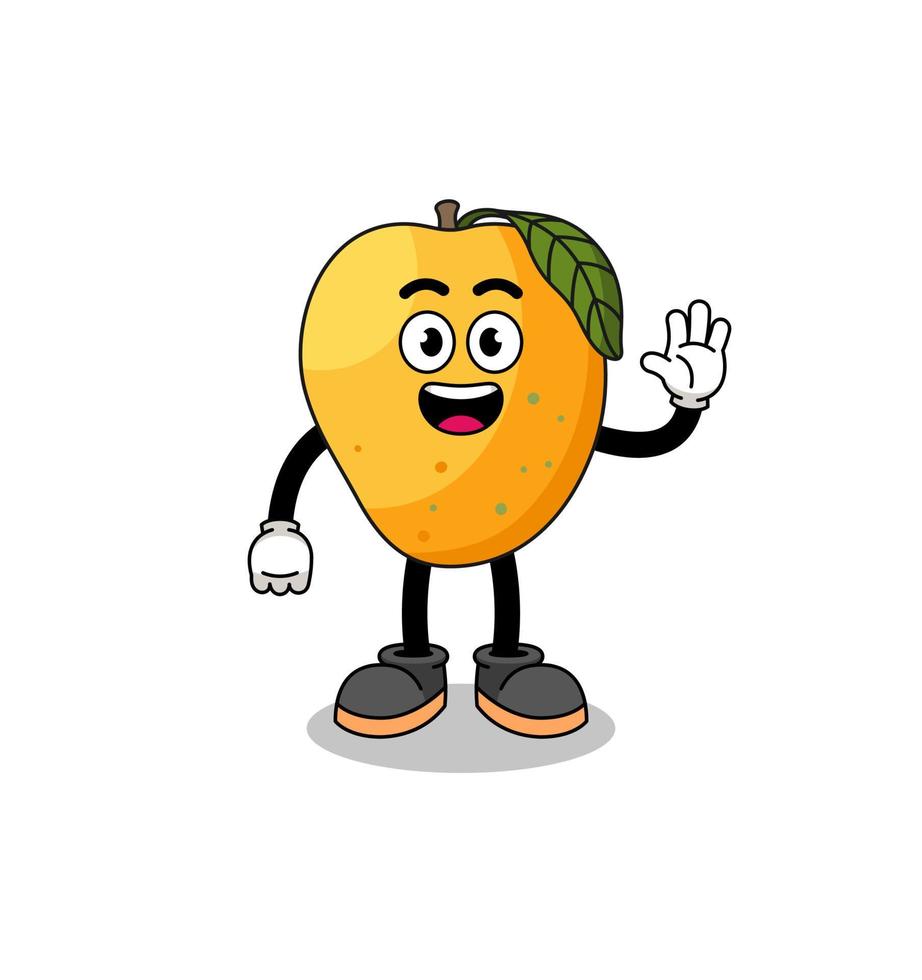 mango fruit cartoon doing wave hand gesture vector