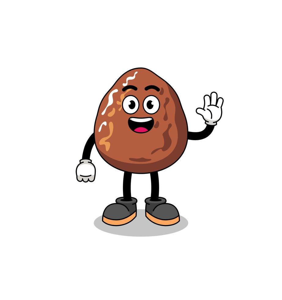 date fruit cartoon doing wave hand gesture vector