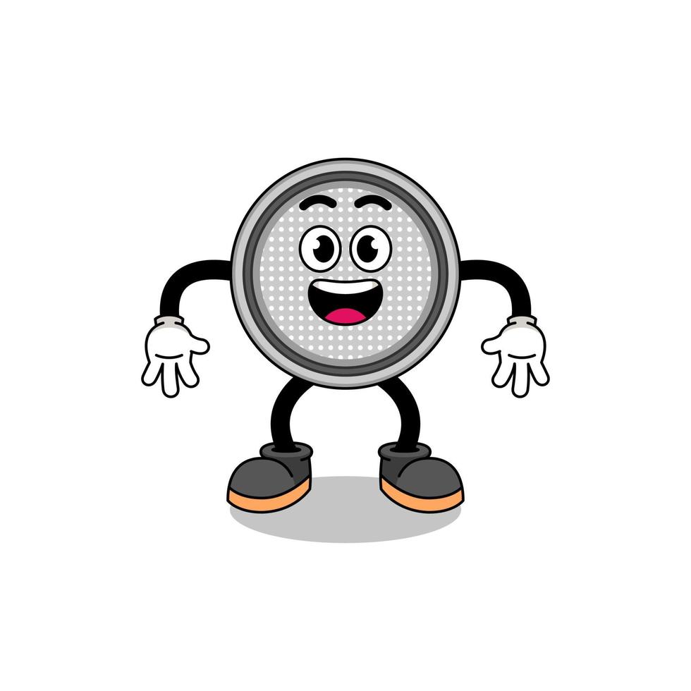 button cell cartoon with surprised gesture vector