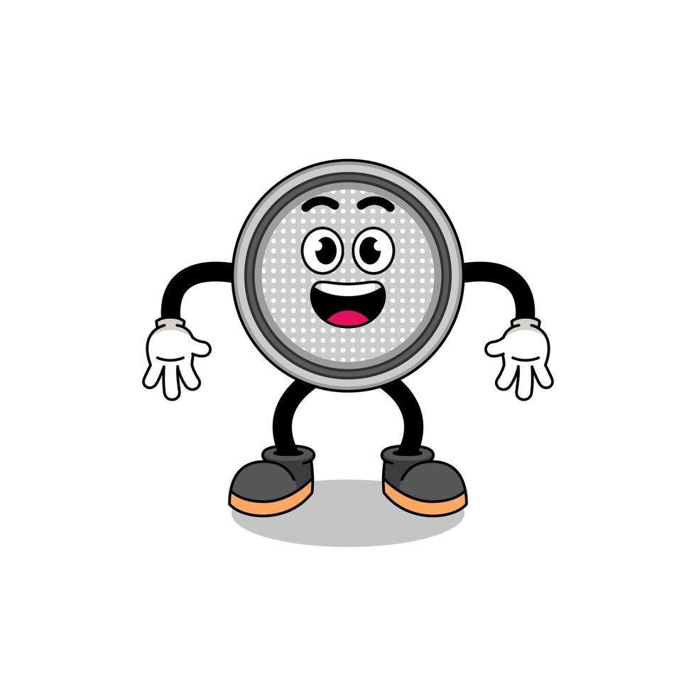 button cell cartoon with surprised gesture vector