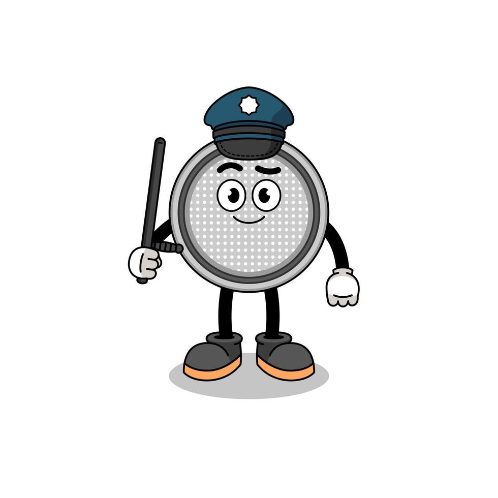 Cartoon Illustration of button cell police vector