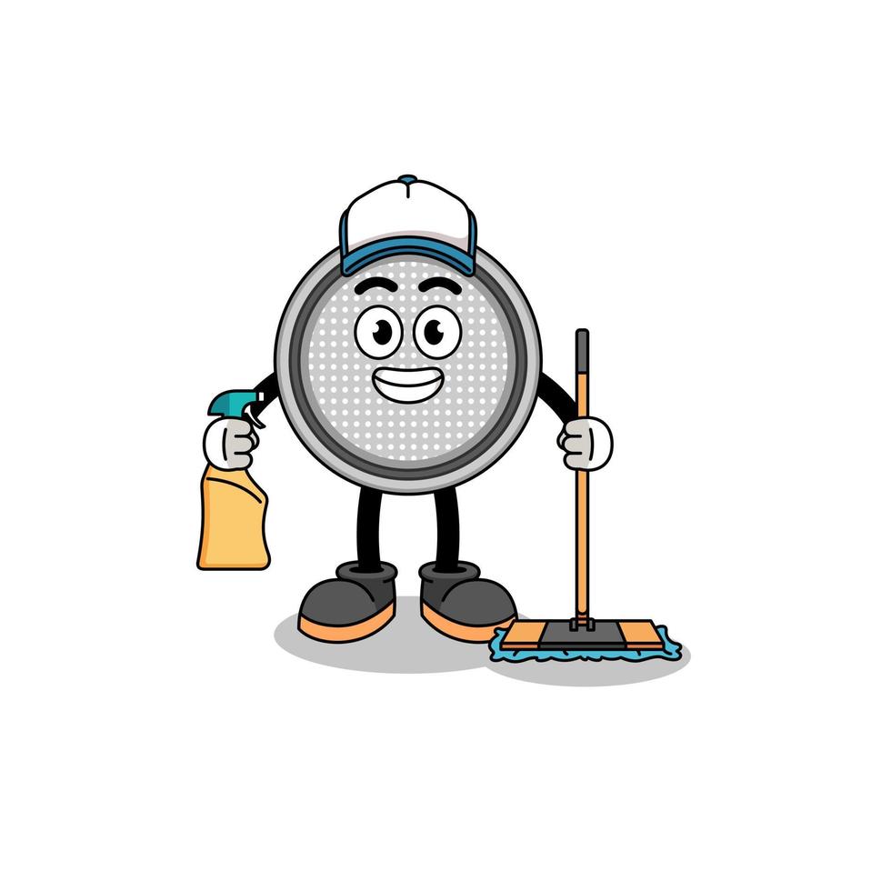Character mascot of button cell as a cleaning services vector