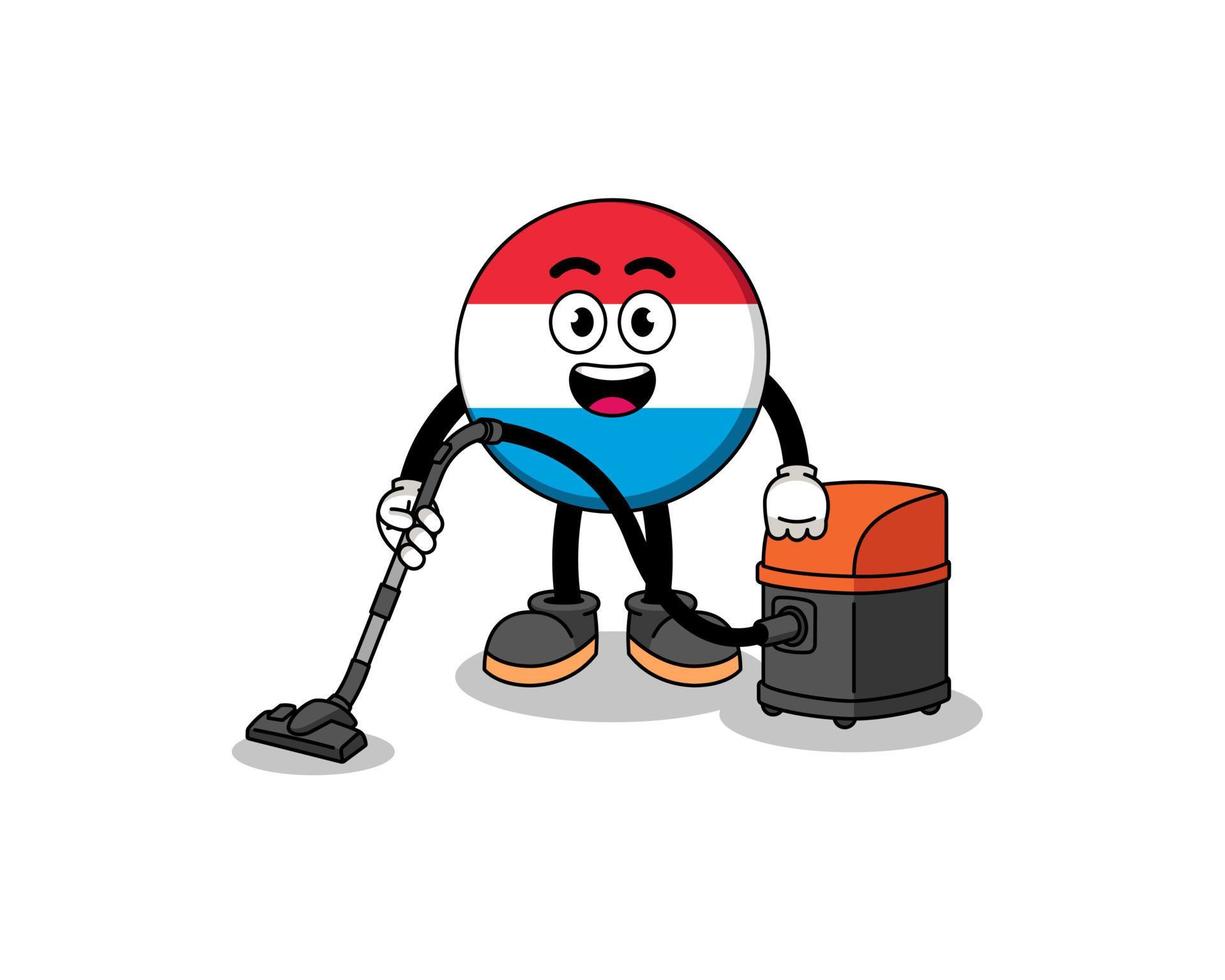 Character mascot of luxembourg holding vacuum cleaner vector