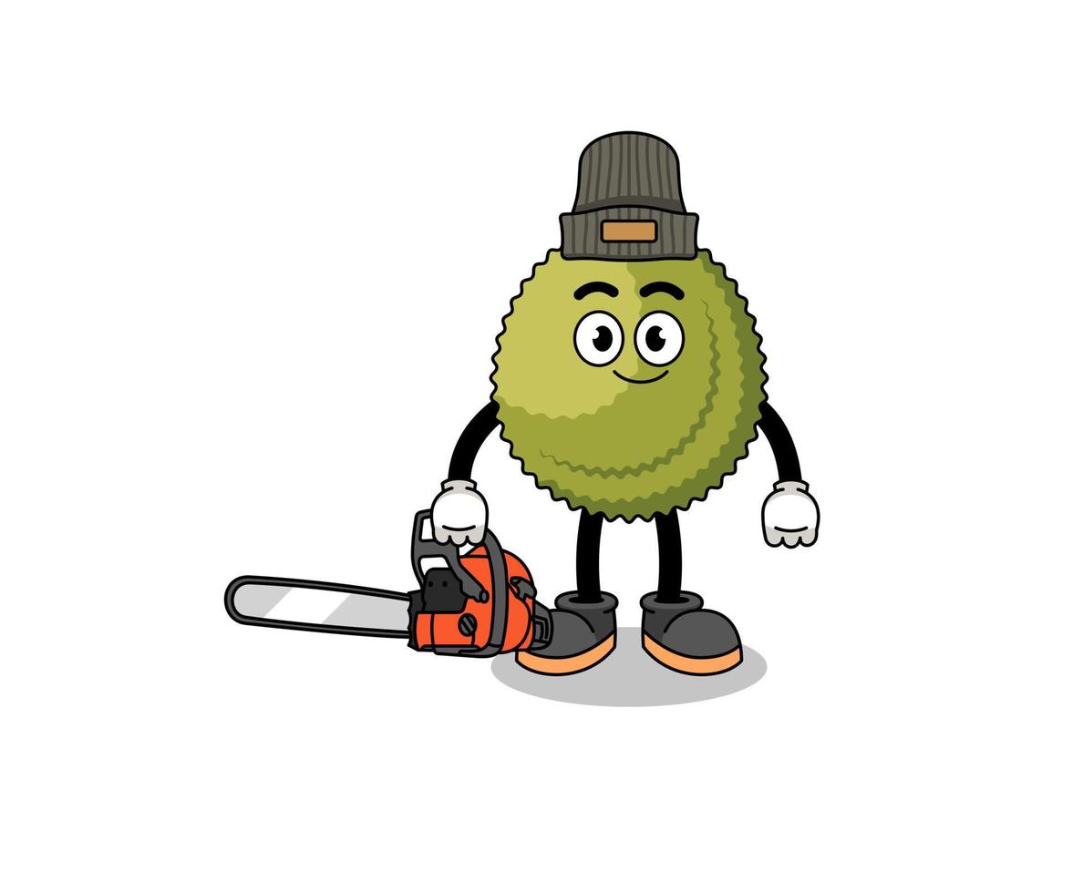 durian fruit illustration cartoon as a lumberjack vector