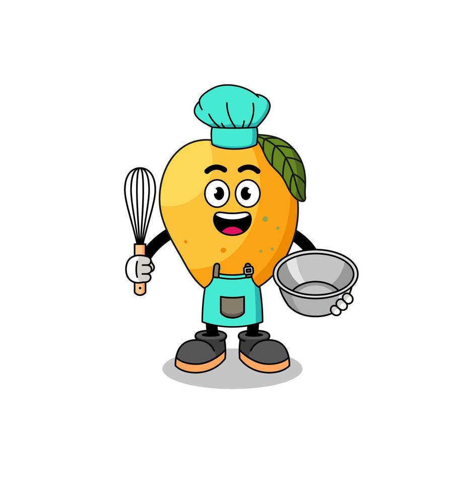 Illustration of mango fruit as a bakery chef vector