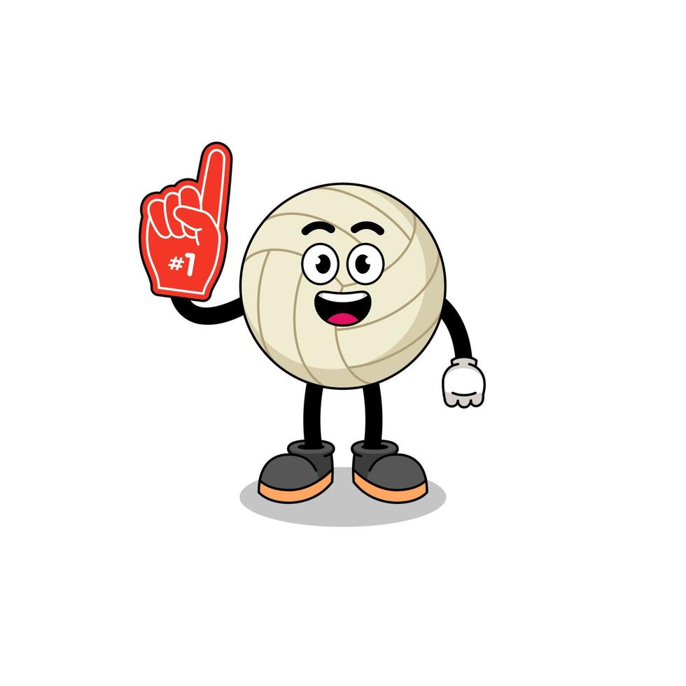 Cartoon mascot of volleyball number 1 fans vector