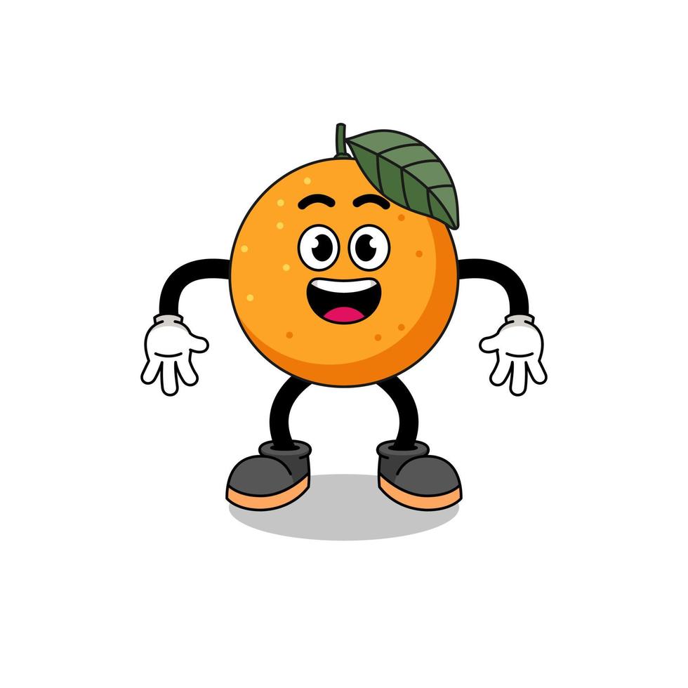 caricatura de fruta naranja con gesto sorprendido vector