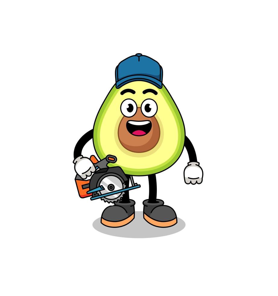 Cartoon Illustration of avocado as a woodworker vector