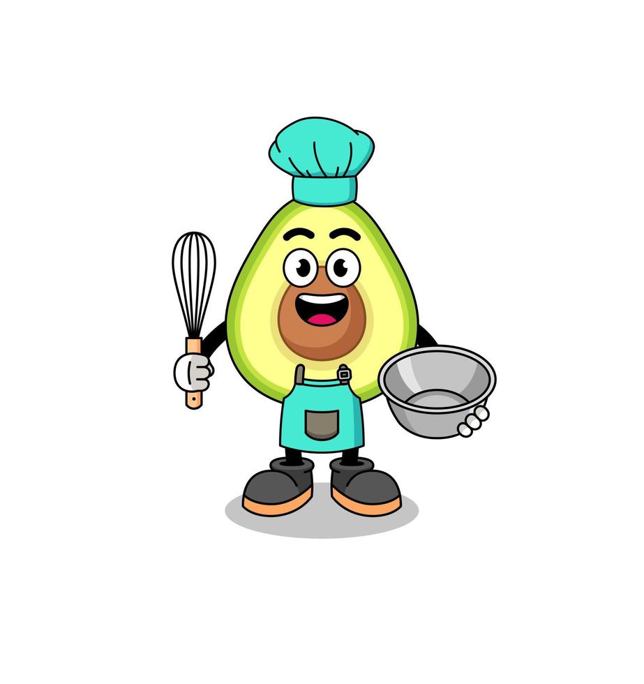 Illustration of avocado as a bakery chef vector