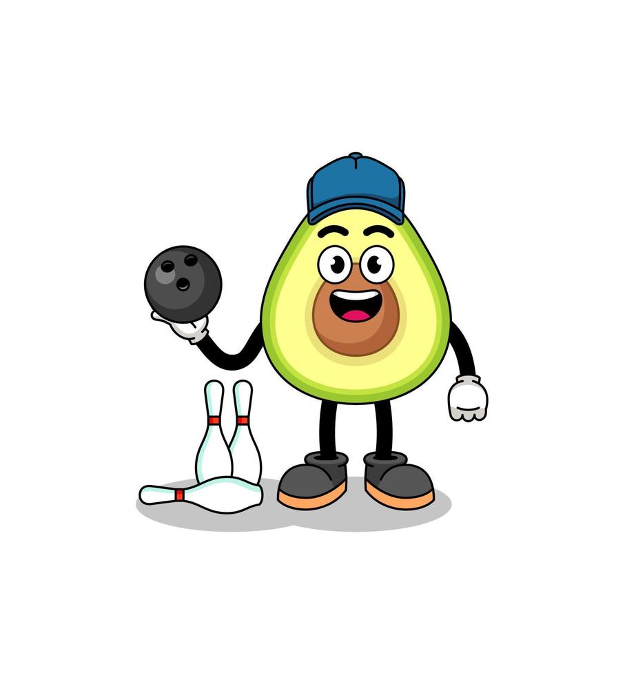 Mascot of avocado as a bowling player vector