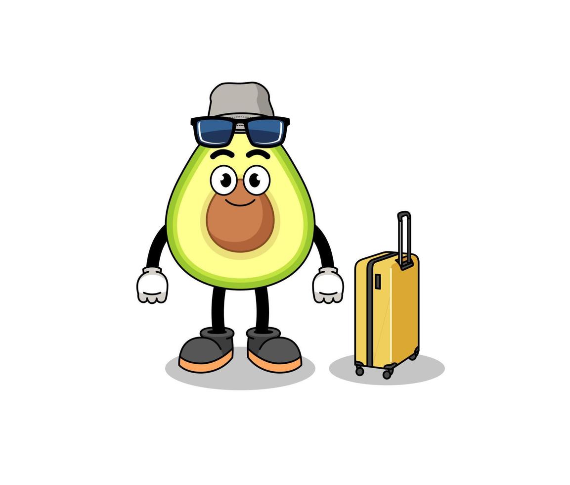 mascota de aguacate de vacaciones vector