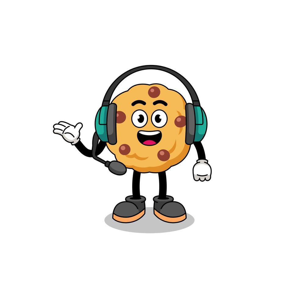 Mascot Illustration of chocolate chip cookie as a customer services vector